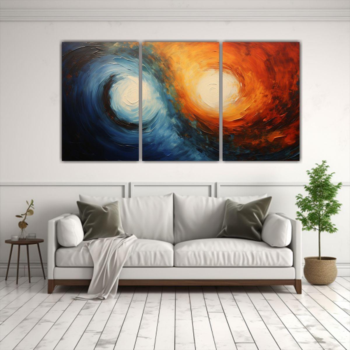 Pinturas Decorativas Con 3 Composiciones Tonos 120x60 Cm-2