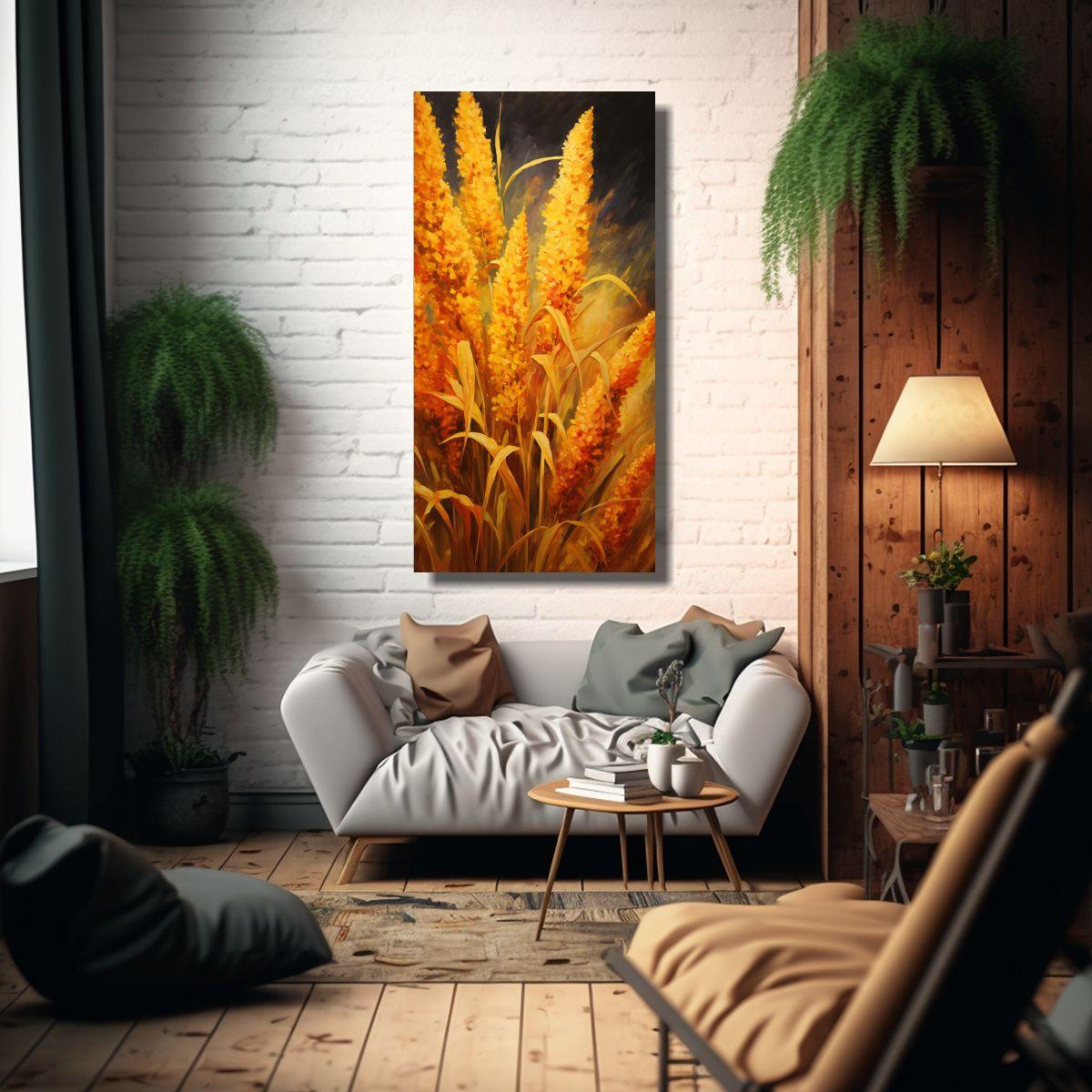Pintura Abstracta De Granos De Quinoa En Tonos 30x60cm-2