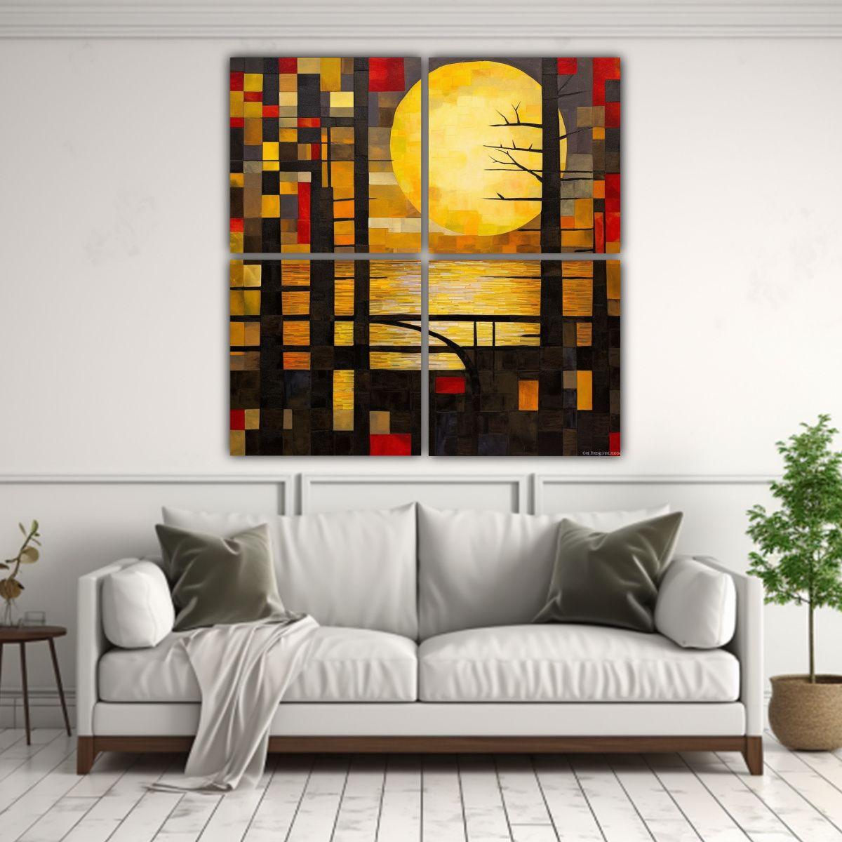 Composición De Telas En Bastidor Impreso 200x200 Cm-2