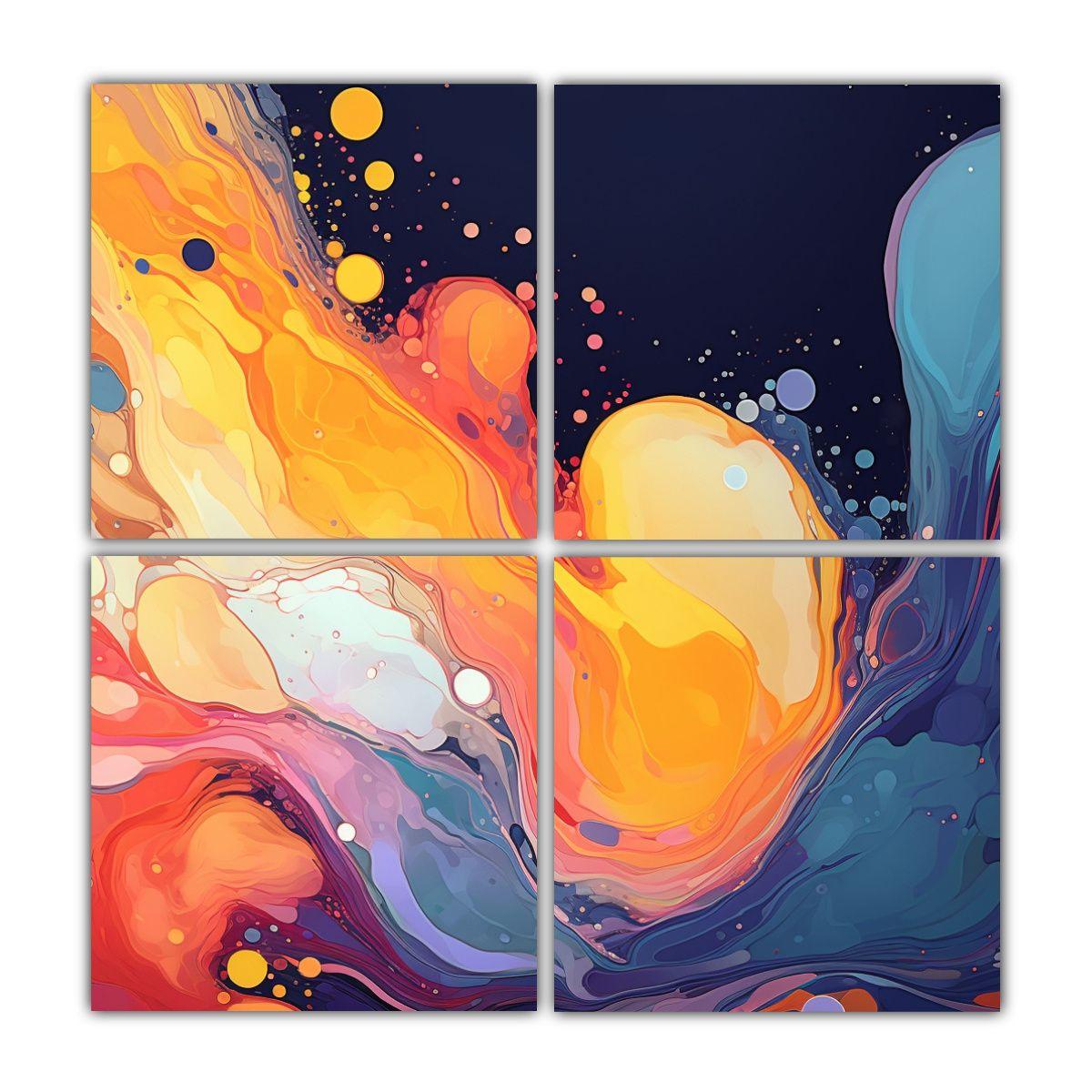 Pinturas Decorativas De Cuatro Composición Tema 80x80 Cm-0