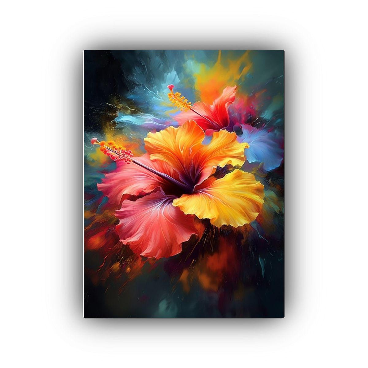 Cuadro Floral Hibiscus Creativo Y Colorido 50x75cm-0