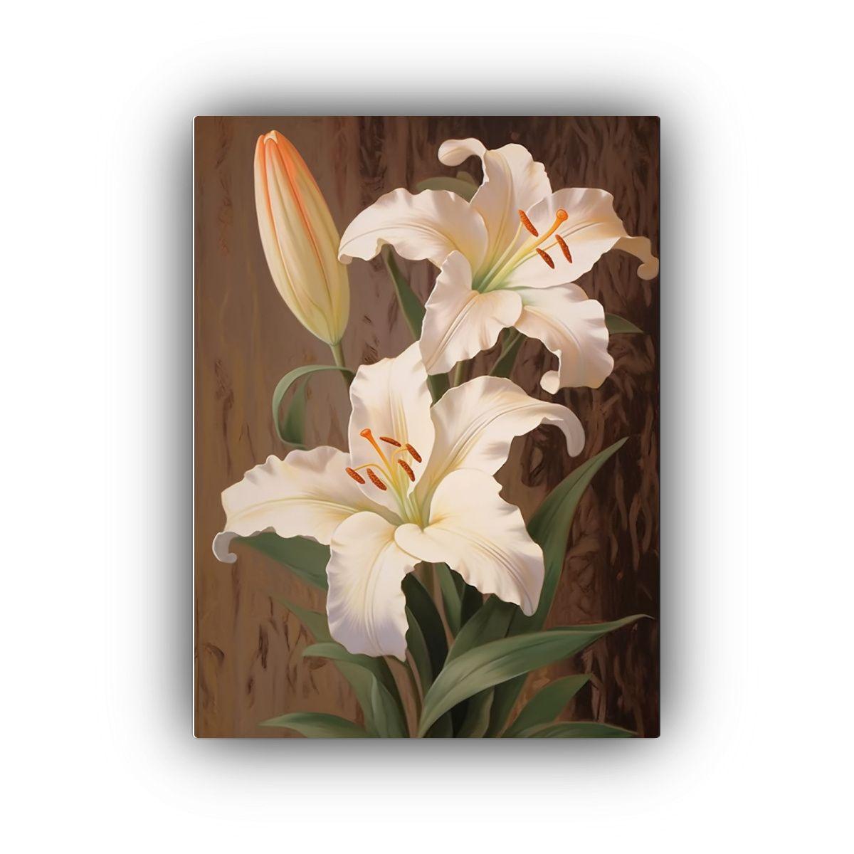 Cuadro Lienzo Decorativo Con Dos Lirios Blancos 60x90cm-0