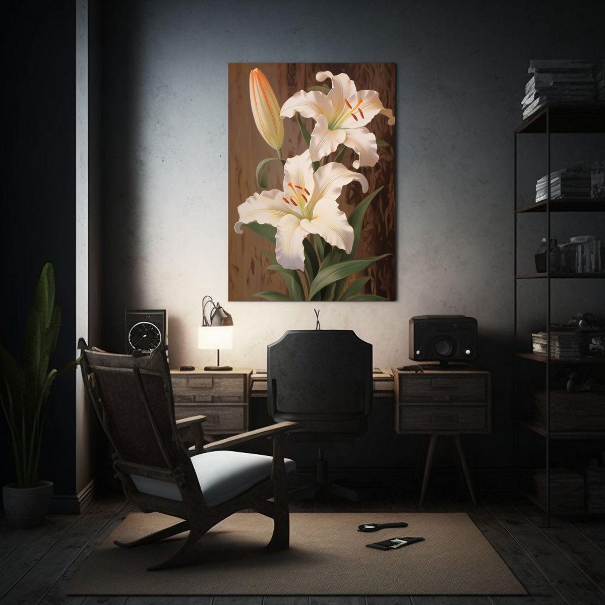 Cuadro Lienzo Decorativo Con Dos Lirios Blancos 60x90cm-2