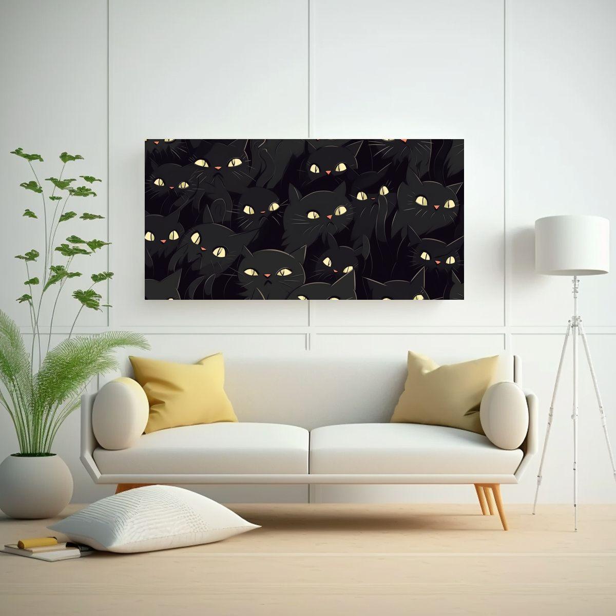 Patrón Repetitivo De Gatos Negros En Papel 120x60 Cm-2