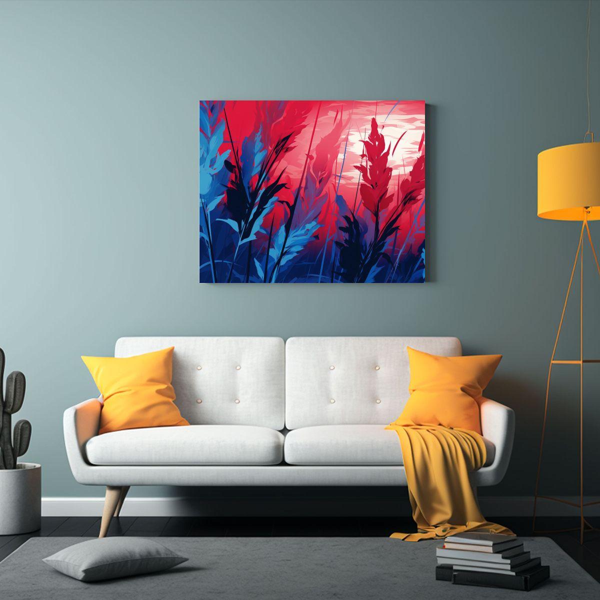 Pinturas Decorativas Inspiradas En Caña De Azúcar En Rojo  60x40cm-2