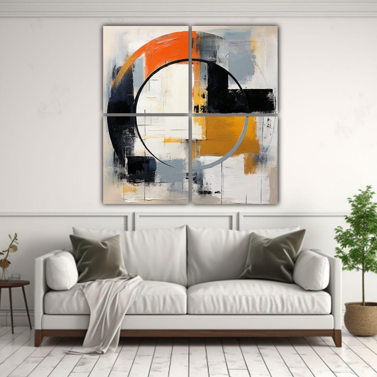 Cuatro Cuadros Expresion Mural DecoCuadros 80x80 Cm-2