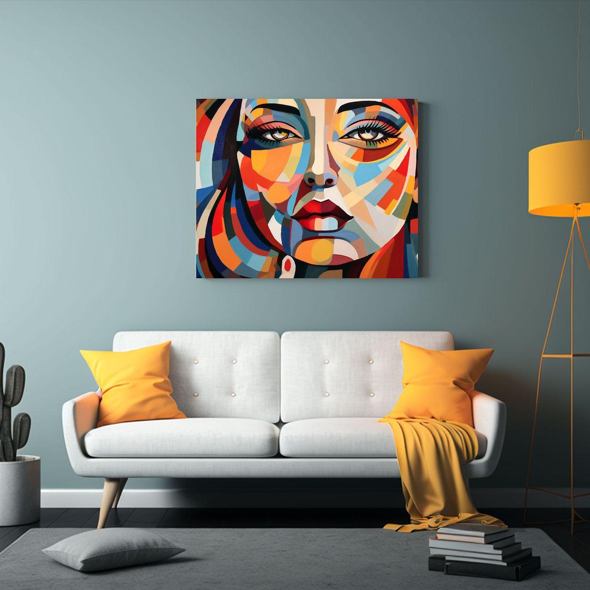 Pintura Abstracta Decorativa Con Formas Coloridas 30x20cm-2