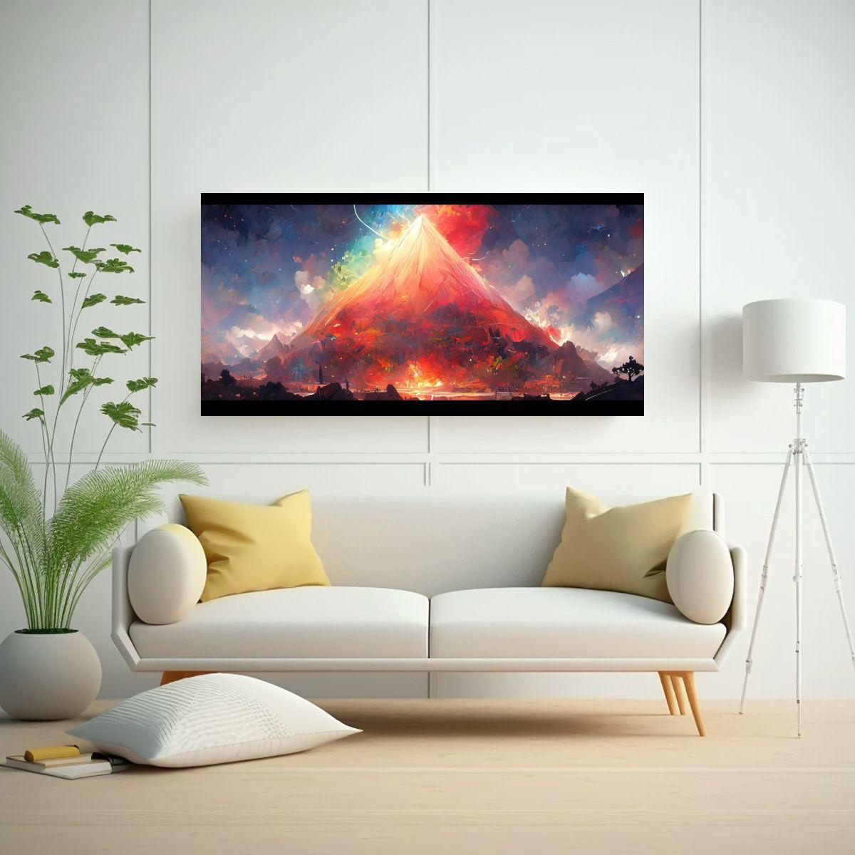 Pintura Abstracta De Colores Acuarela: Volcán 160x80cm-2