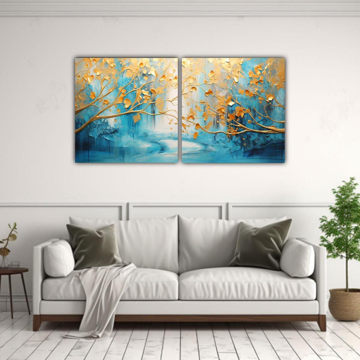 Set 2 Lienzos De Tela Moderno Con Representación 100x50 Cm-2