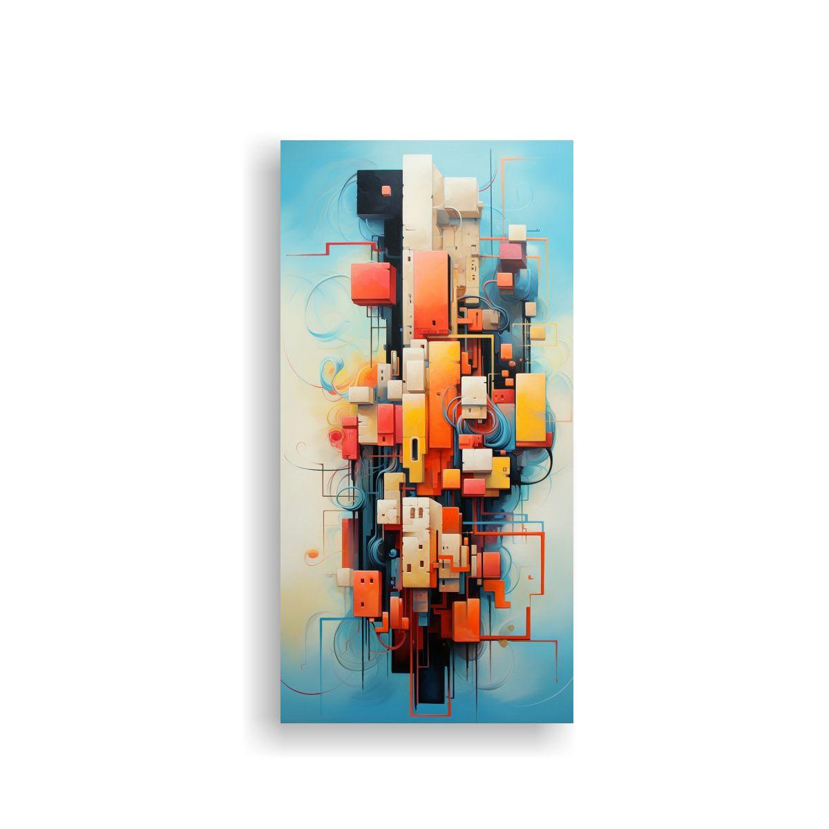 Cuadros Abstractos Para Living En Tela De Colores 30x60cm-0