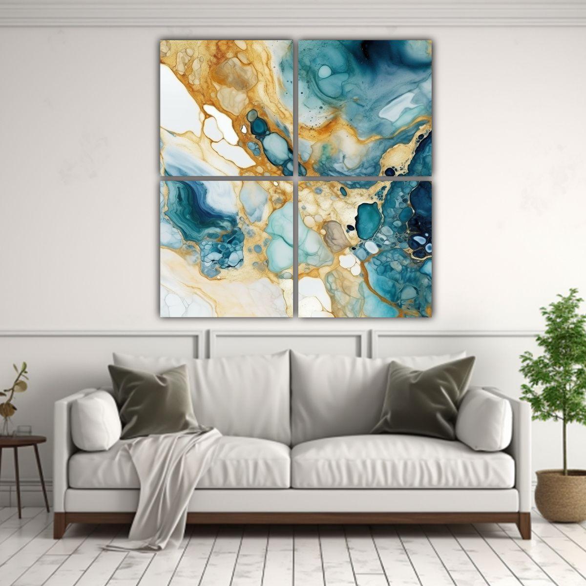 Cuadros Cuadro Mármol Textura Moderna Alcohol Ink 100x100 Cm-2