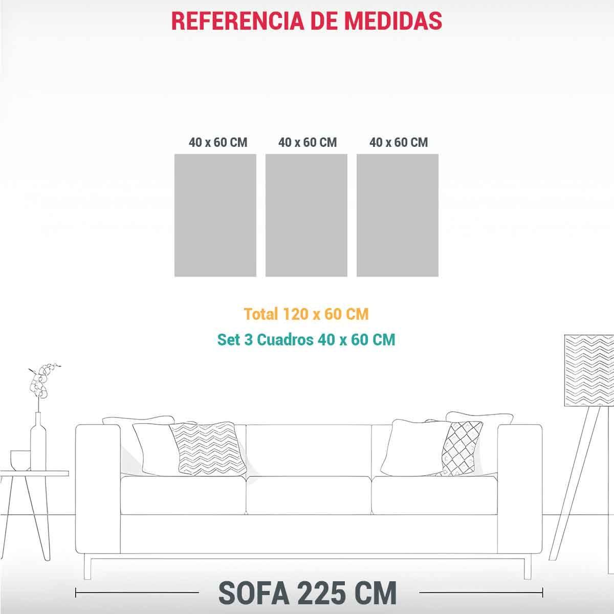 Tríptico Moderno Con Herbs En Azul Atmosfera 120x60 Cm-1