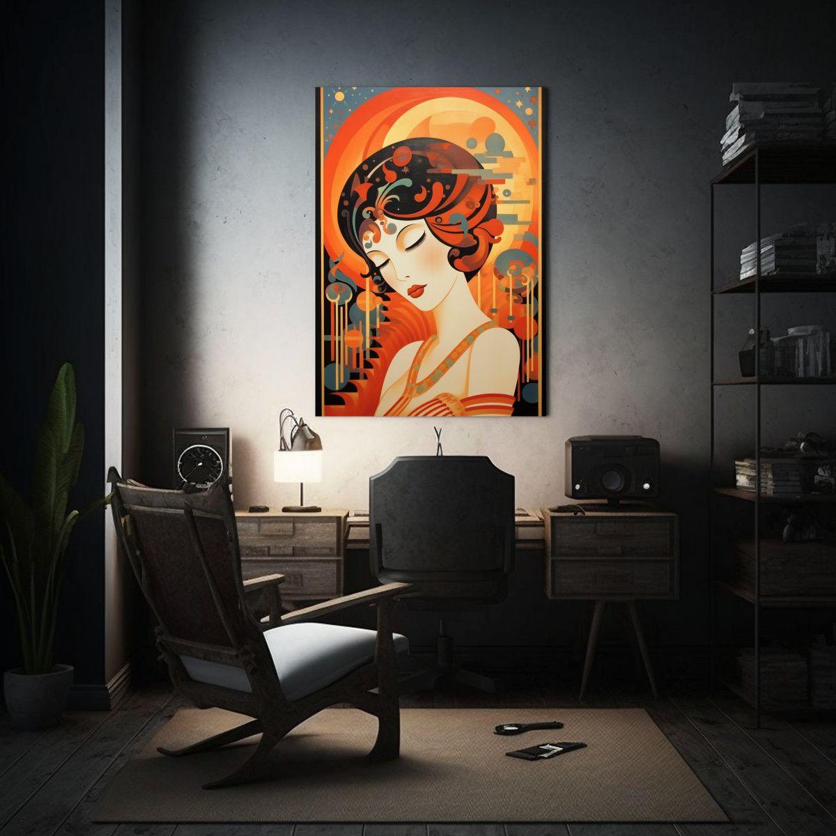 Pintura En Lienzo Estilo Art Deco Con Esmalte, 20x30cm-2