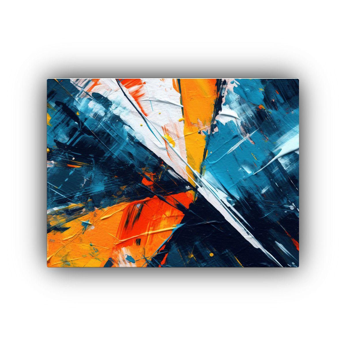 Cuadro Abstracto Líneas Y Triángulos Vibrantes. 65x50cm-0
