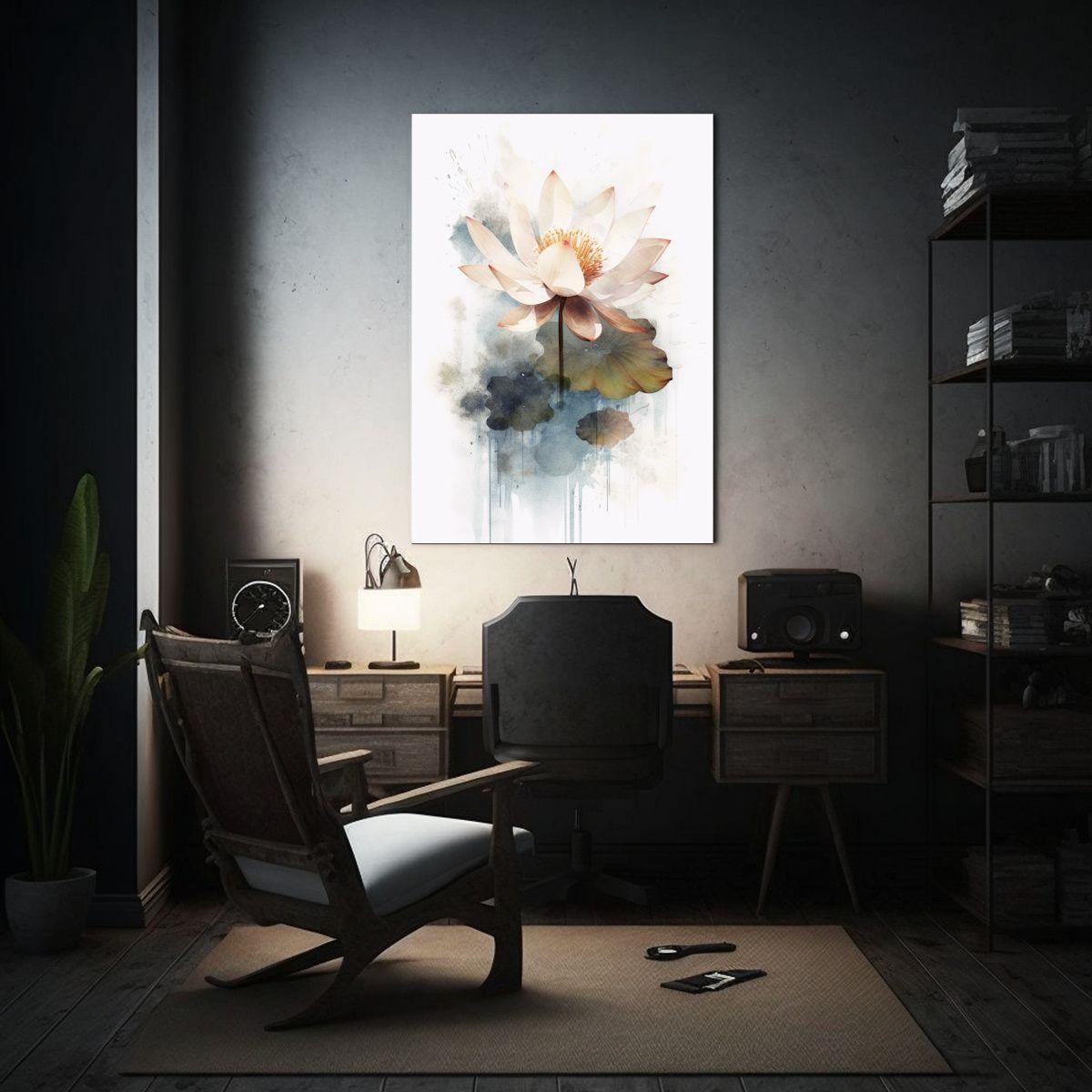 Cuadro Vanguardia Espacio Pintura Acuarela Flor 50x65cm-2