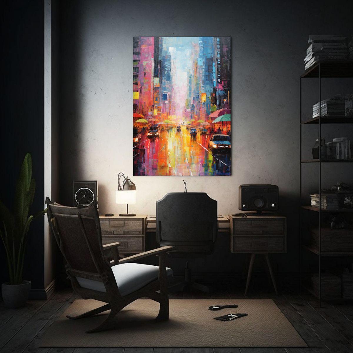 Cuadro Decoración Simetría Pintura Abstracta De Una Calle  30x45cm-2