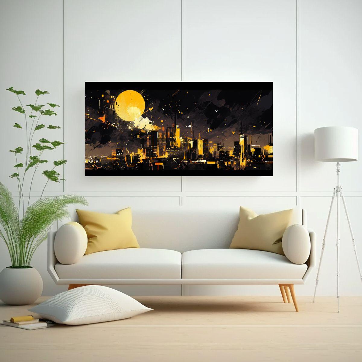 Cuadro Abstracto Ciudad De Santiago En Chile En 60x30cm-2