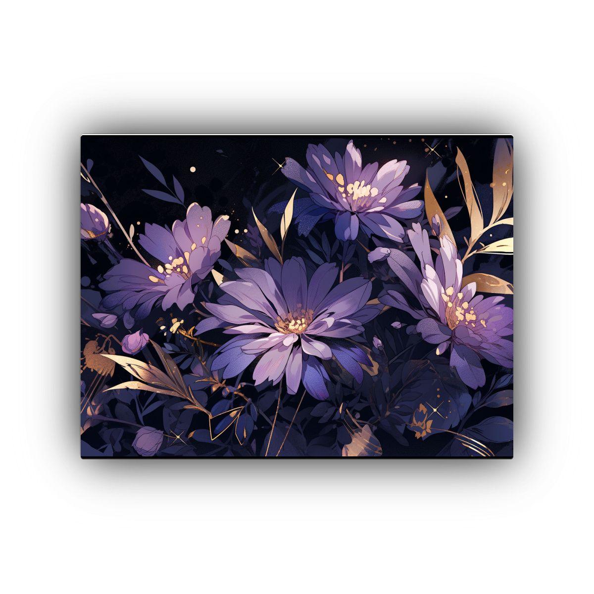 Pintura En Tela Para Pared Morado Y Dorado Estilo Neonoir 120x80cm-0