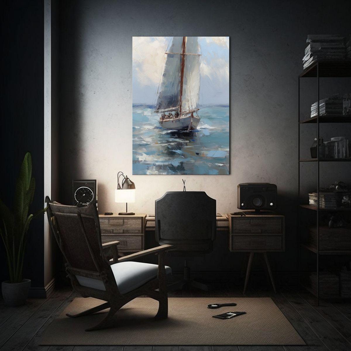 Lienzo Estilo Galería De Barco Navegando En Mar 20x30cm-2