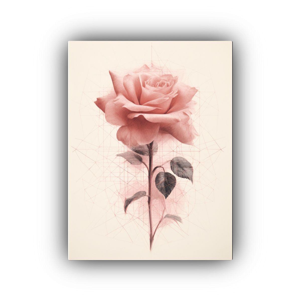 Pintura Decorativa De Diagrama De Rosa Rosa, 50x65cm-0