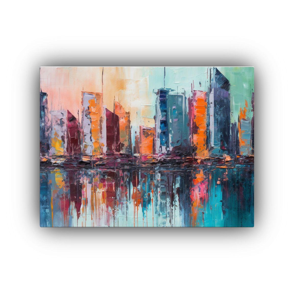 Cuadro Ciudad Minimalista Rosa En Lienzo: Horizonte Urbano I 120x80cm-0