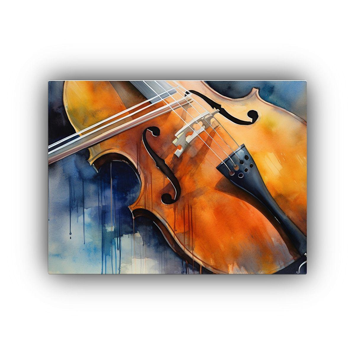 Cuadro De Tela Vanguardia Acuarela Contrabajo Y 60x40cm-0