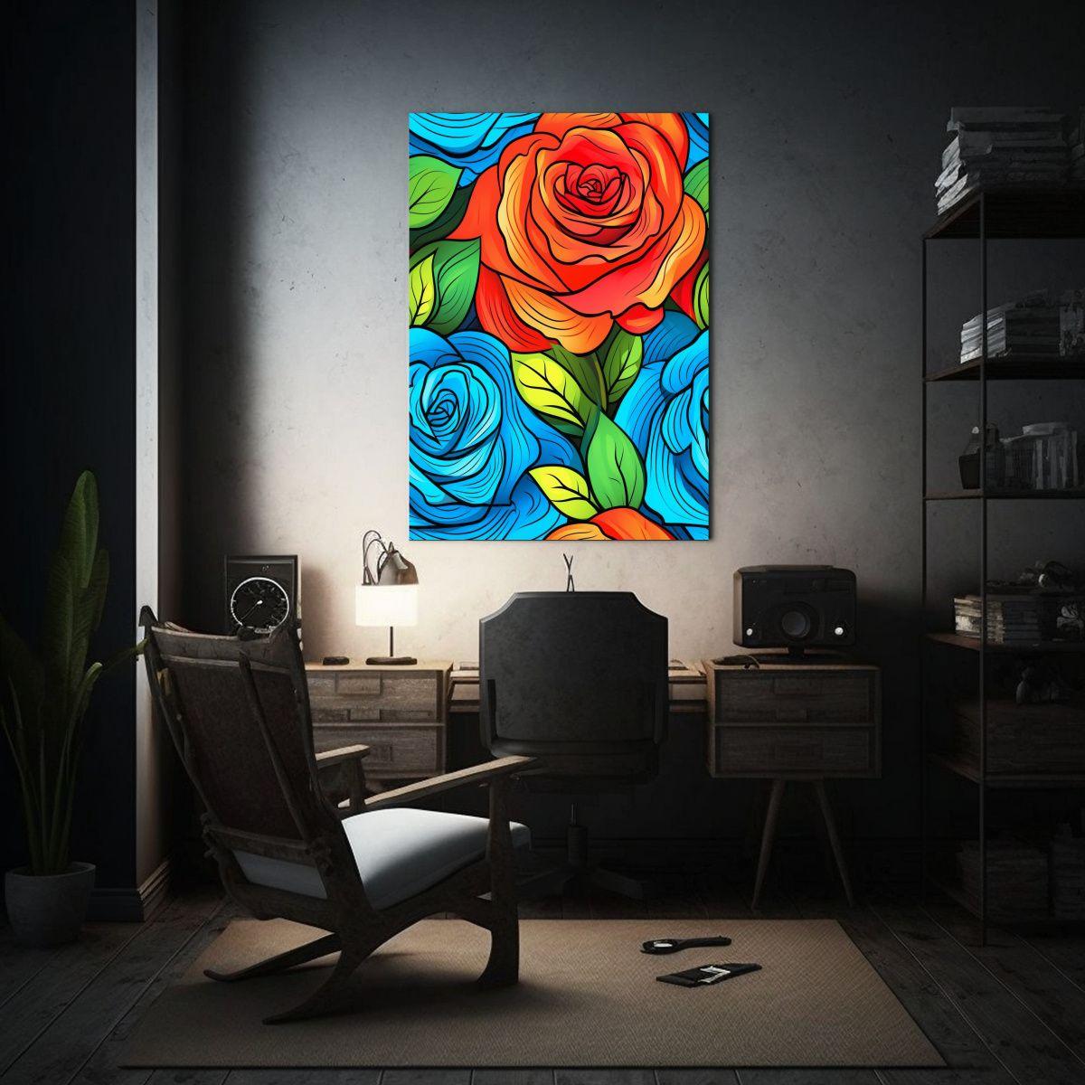 Lienzo Abstracto Estilo Rosecartoon Con Líneas 40x50cm-2