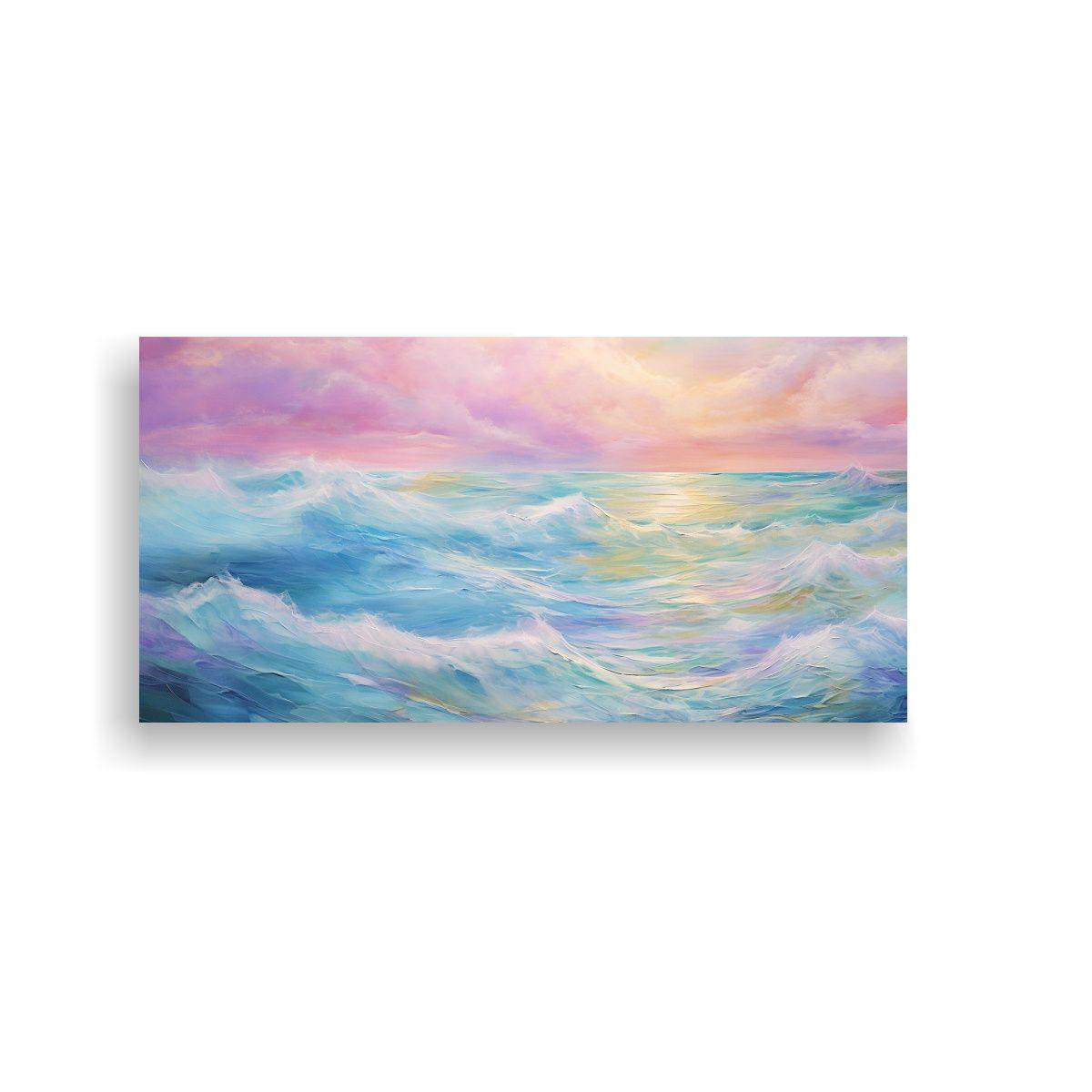 Cuadro En Bastidor Abstracto Mar Y Cielo Con Color 40x20cm-0