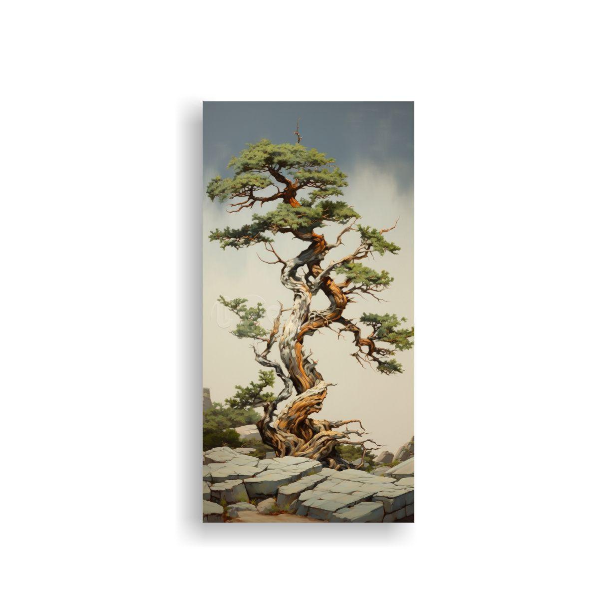 Pintura Abstracta De Un árbol De Enebro Estilo 30x60cm-0