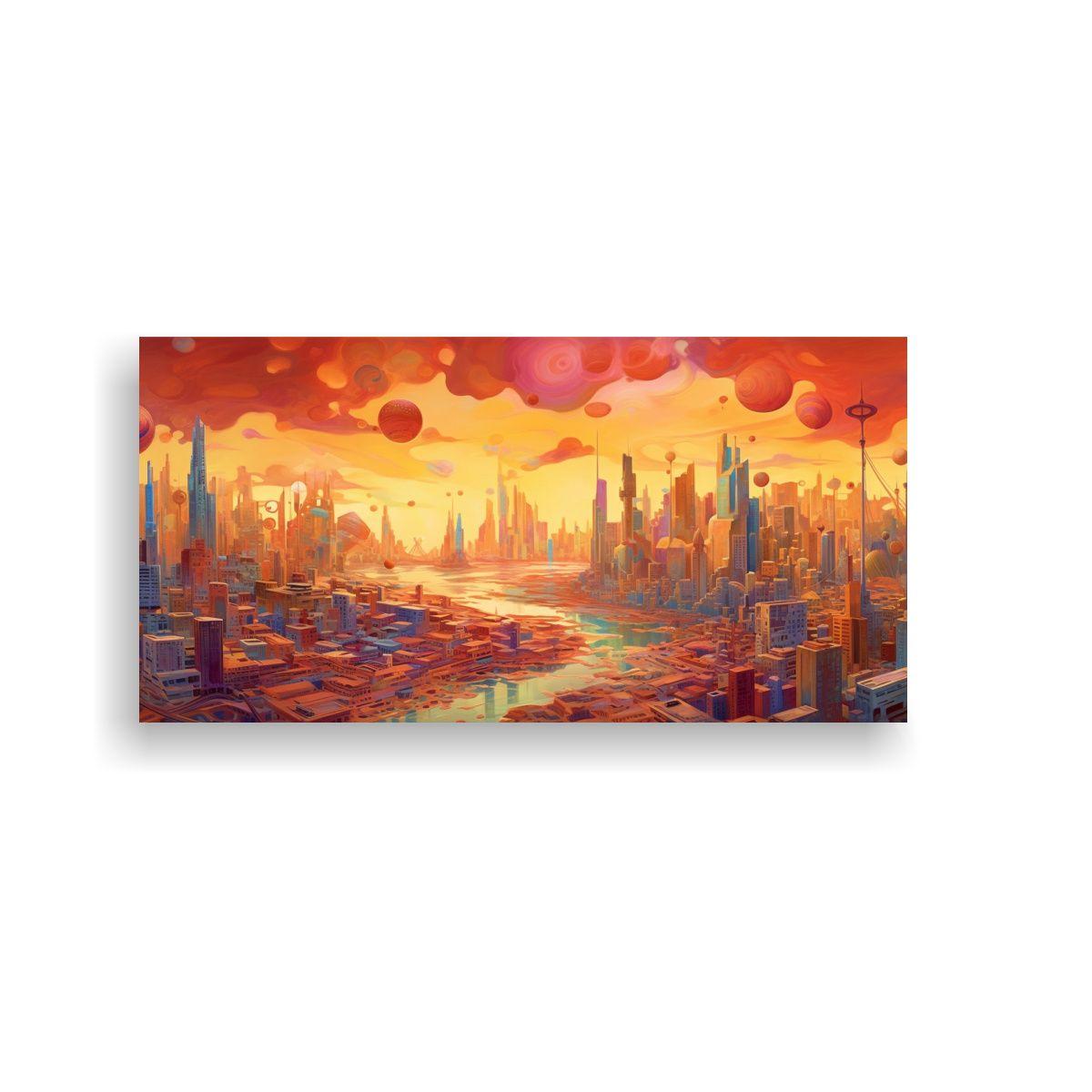 Cuadro Moderno De Impacto Visual De Una Ciudad 140x70cm-0