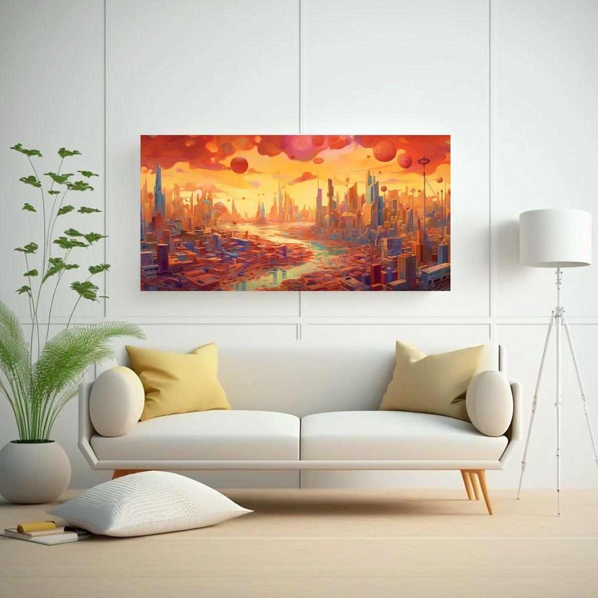 Cuadro Moderno De Impacto Visual De Una Ciudad 140x70cm-2