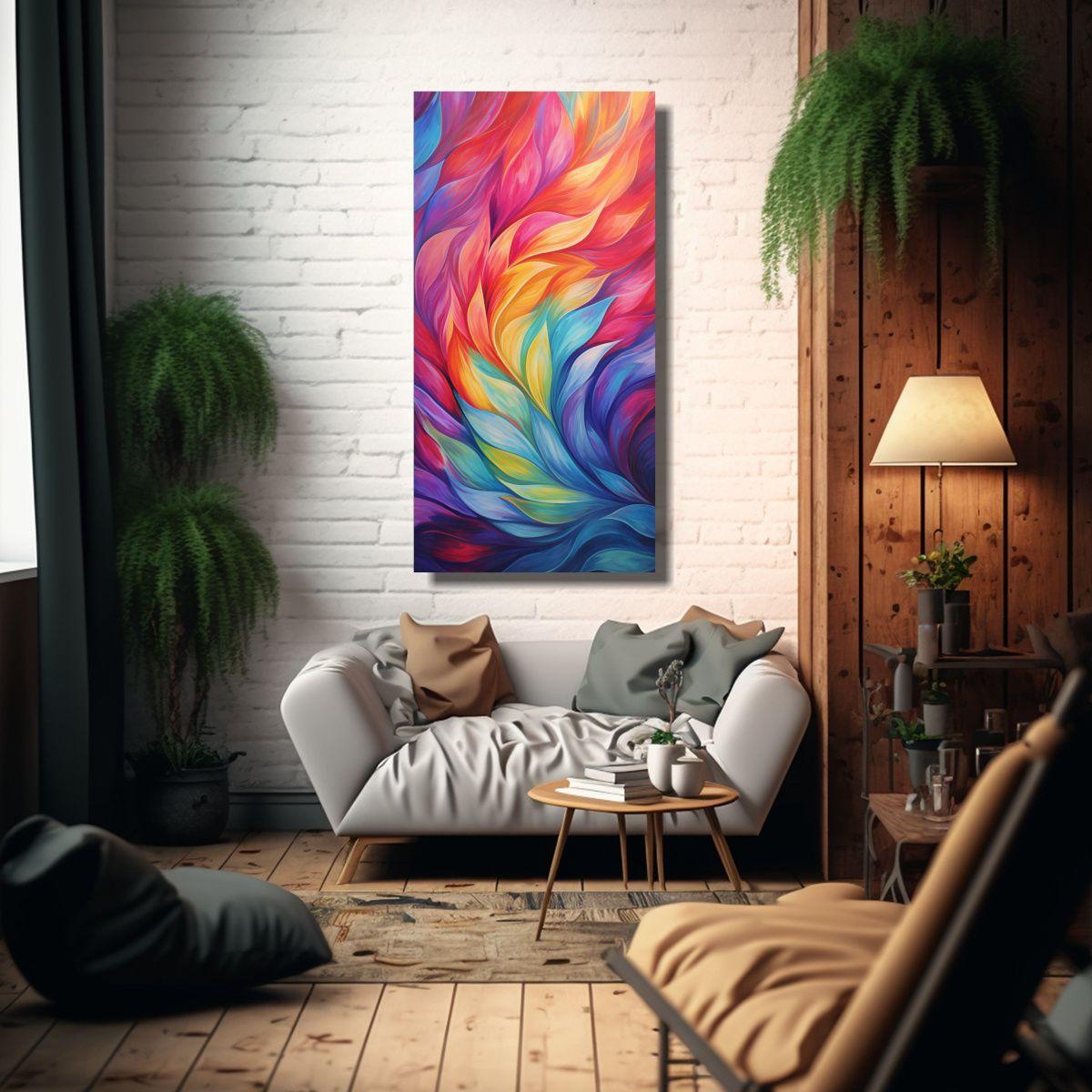 Lienzo De Tela Composición Luminosa Patrones 30x60cm-2