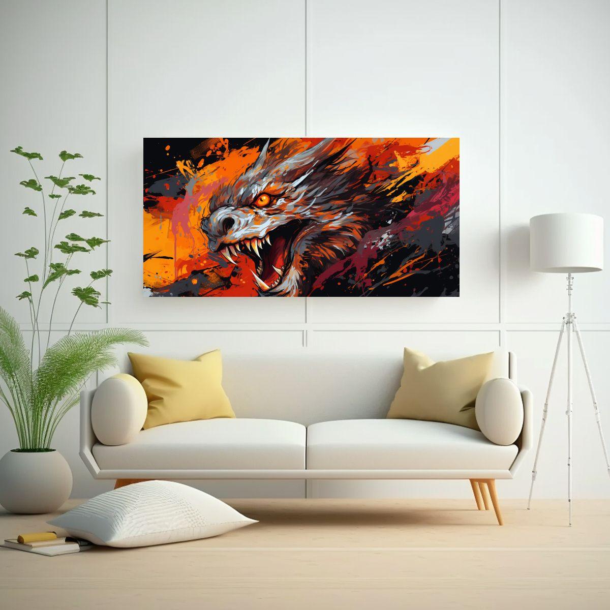 Pinturas De Decoración Con Dragón En Colores Vib 40x20cm-2