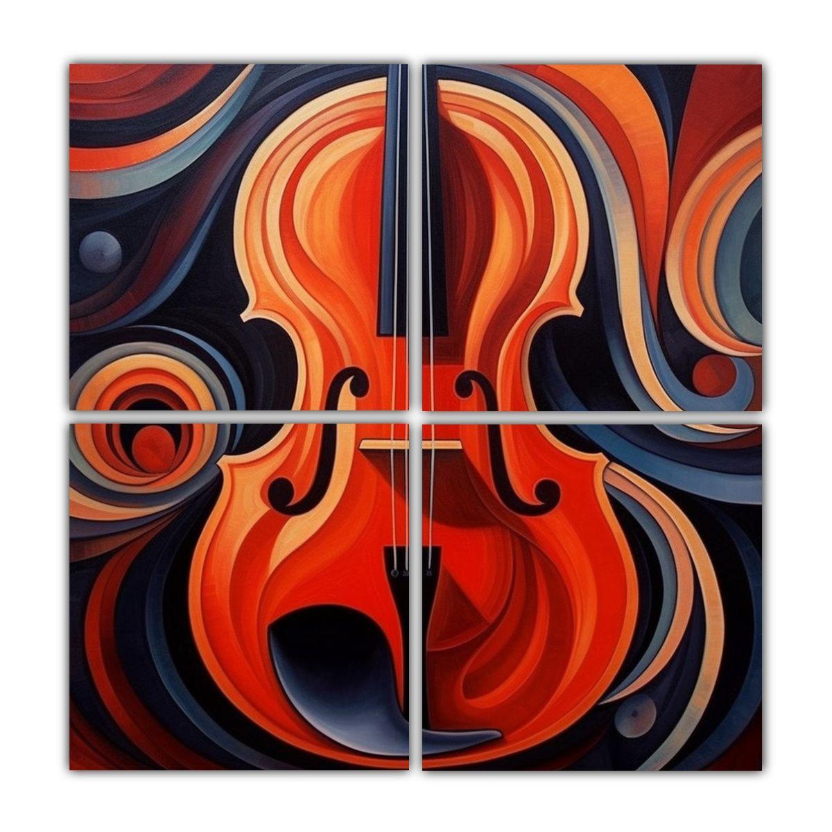 Cuadro Abstracto De Belleza Con Cello 180x180 Cm-0