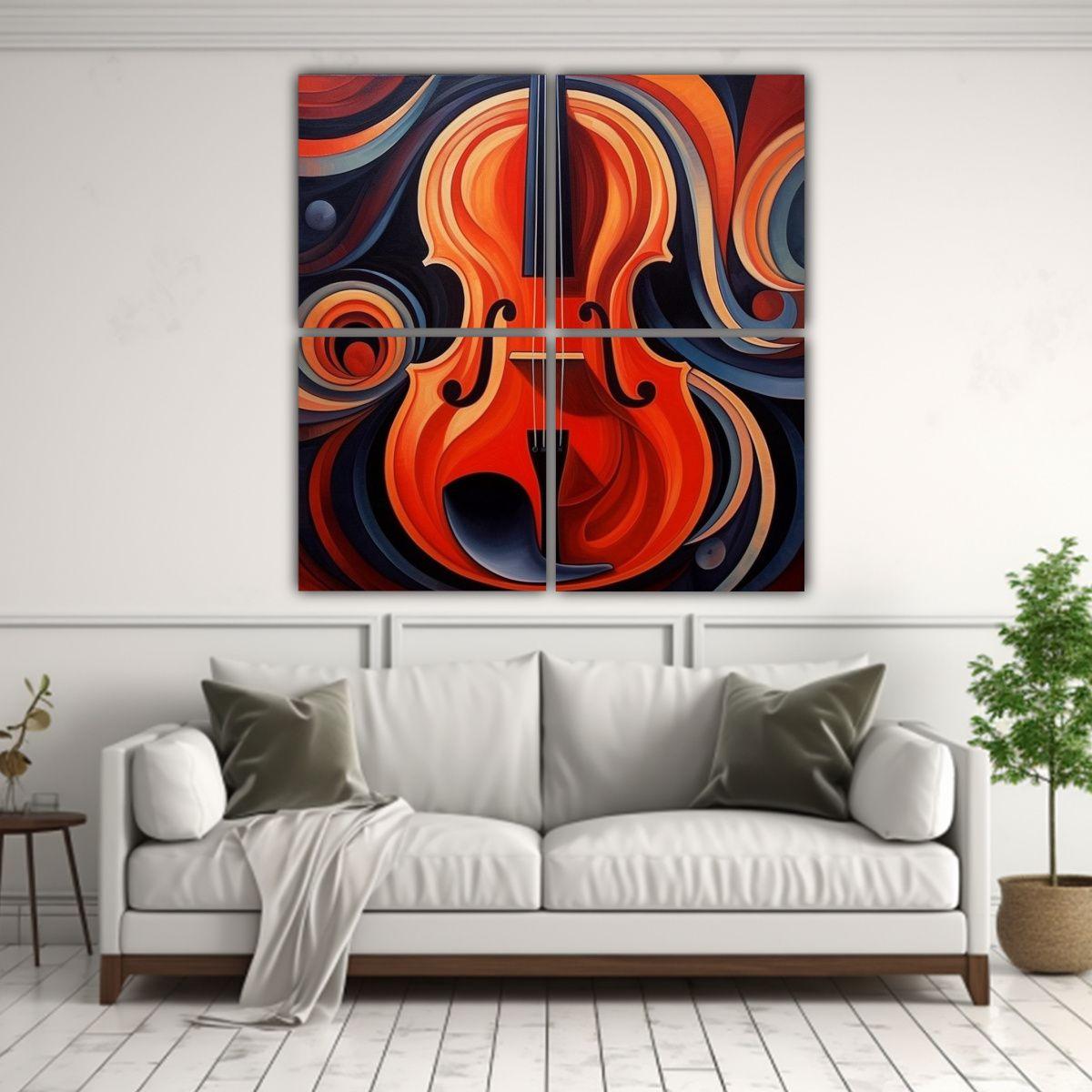 Cuadro Abstracto De Belleza Con Cello 180x180 Cm-2