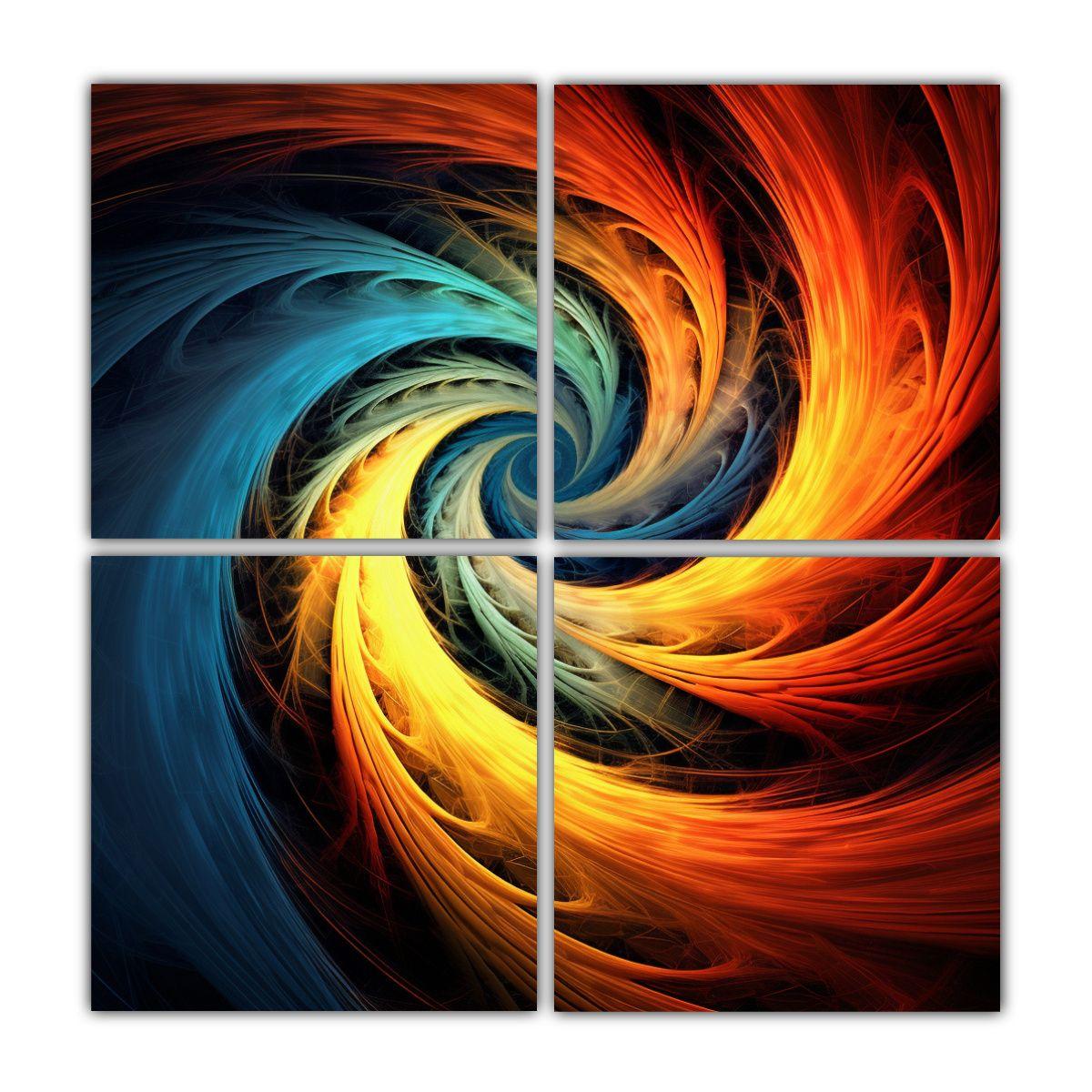 Cuadriptico Fractal Clásico Temática Vortex 80x80 Cm-0