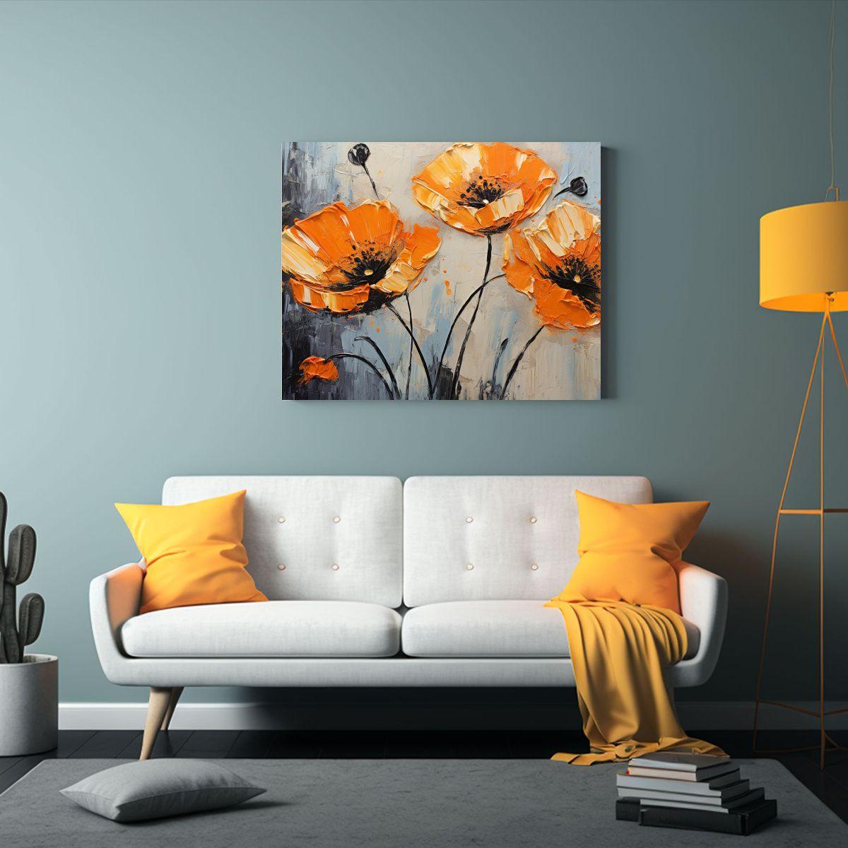 Cuadro Venta Estético: Flores En Colores Naranja 30x20cm-2