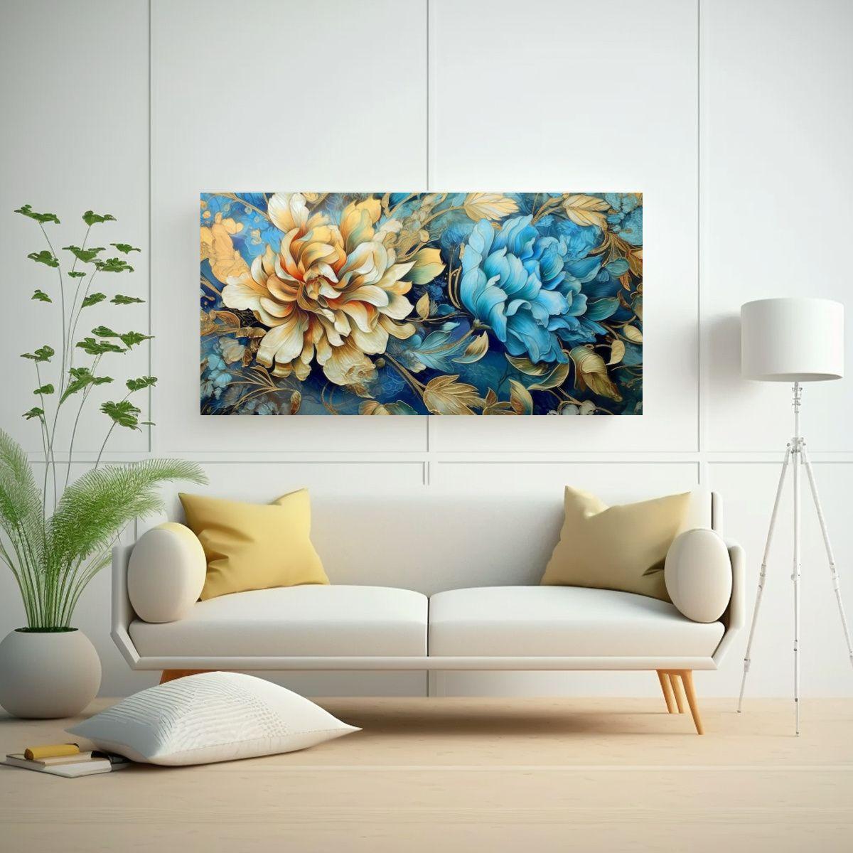 Pintura En Lienzo Con Detalle Creativo De Flores 80x40cm-2