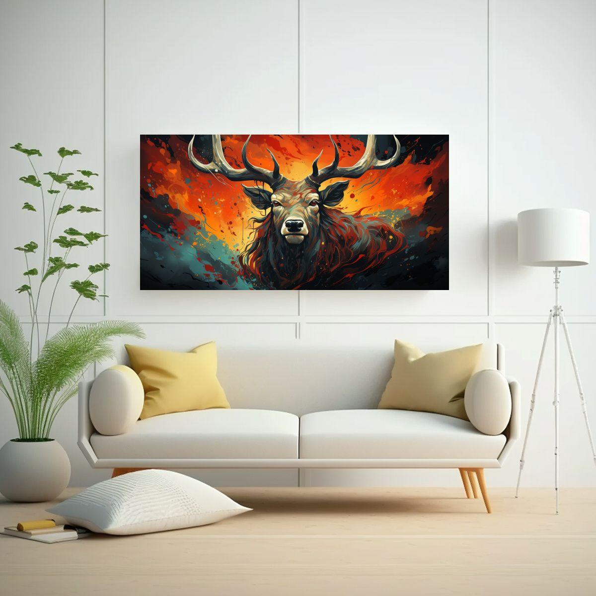 Cuadro Moderno Animales Legendarios En Rojo Neo Po 40x20cm-2