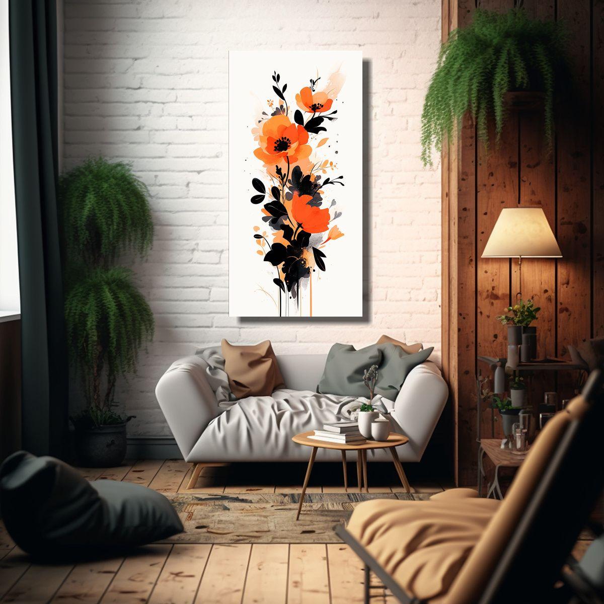 Cuadro Tonos Originalidad En Orange Y Negro 30x60cm-2