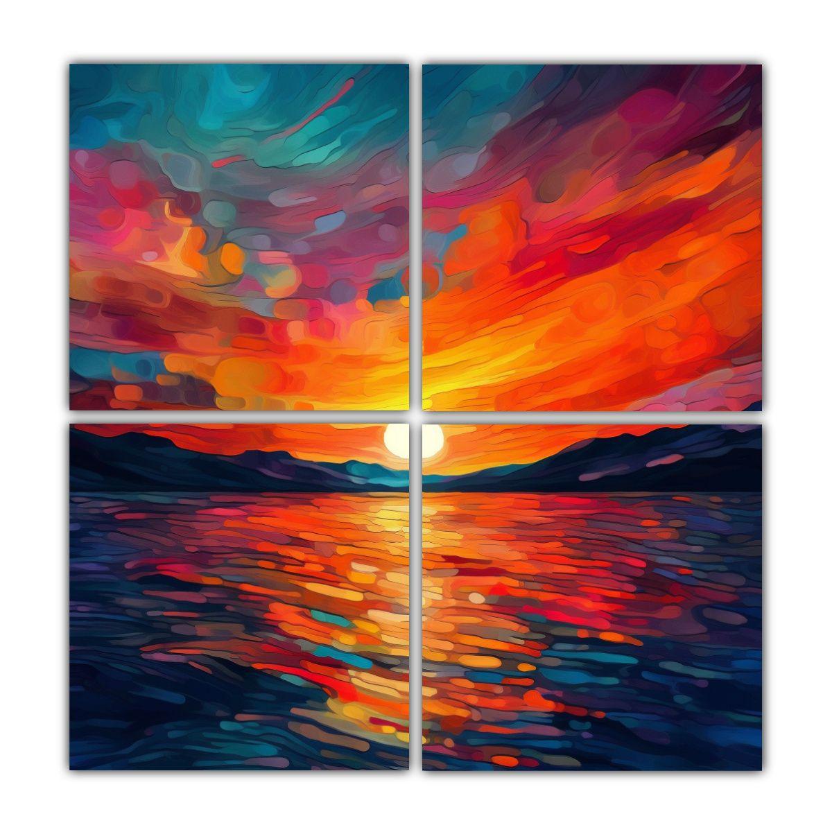 Pintura Decorativa De Paisaje Hermoso Y Colorido 100x100 Cm-0