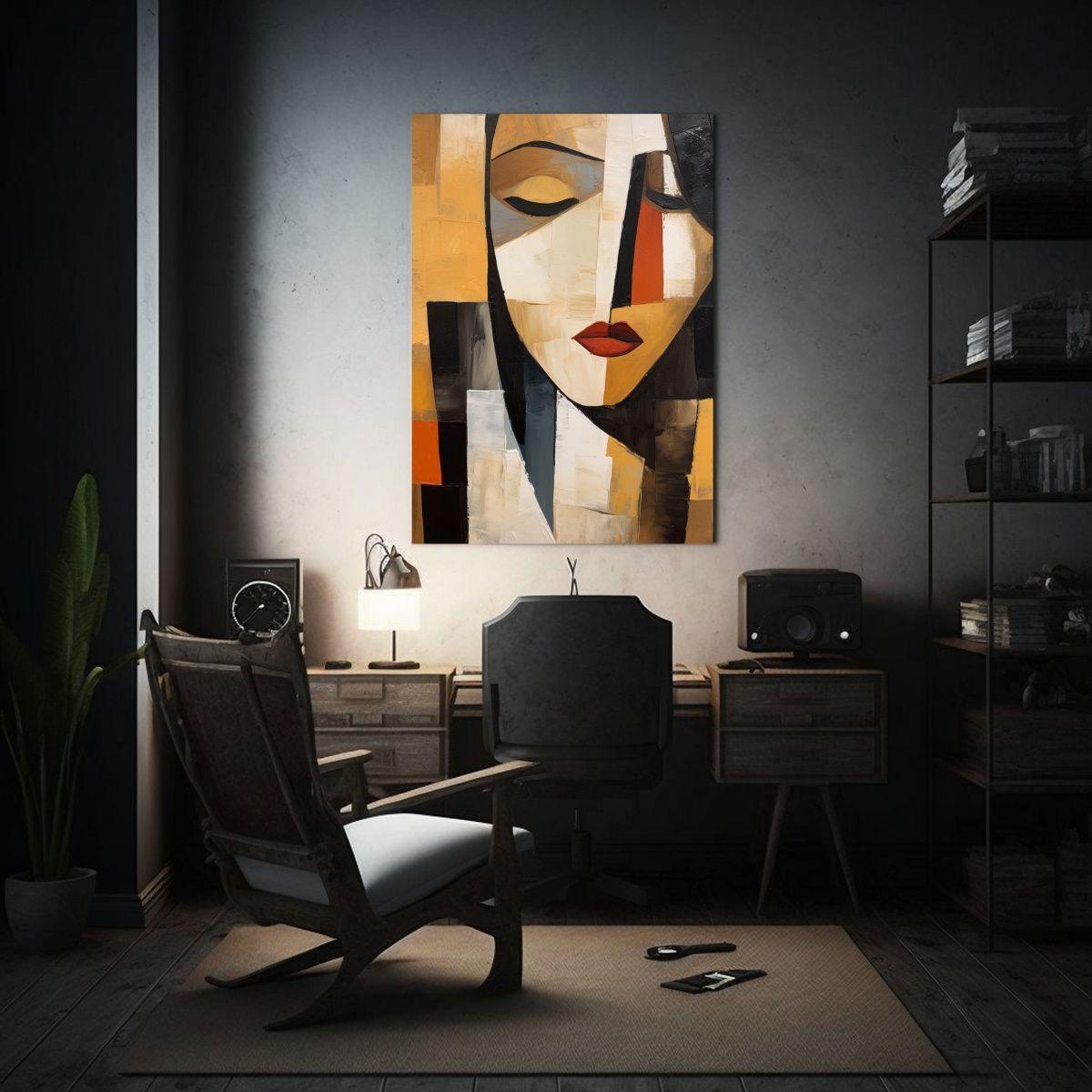 Cuadro Minimalista Al óleo De Un Cálido Retrato  60x90cm-2