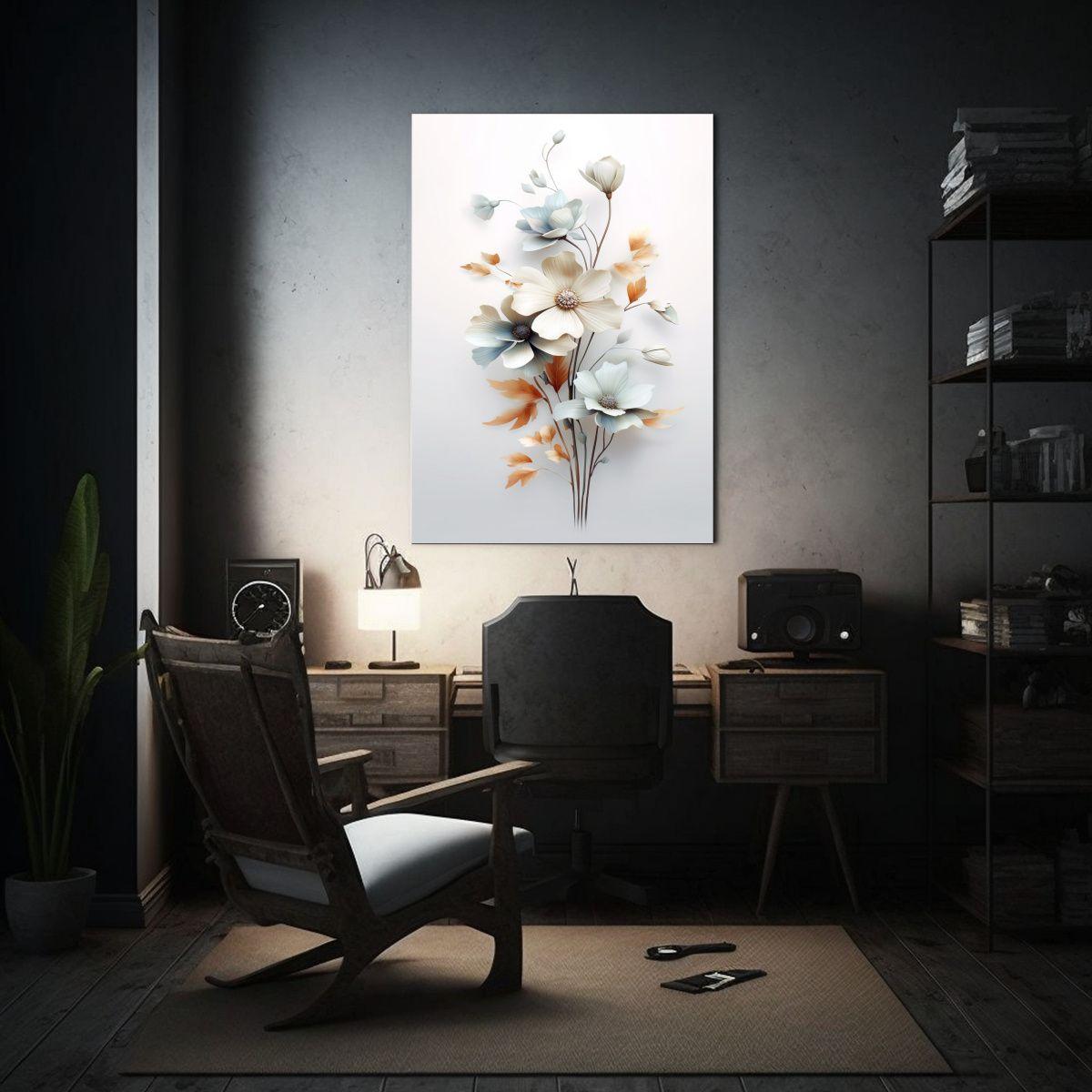 Pinturas Decorativas De Flores Pálidas En Fondo 40x60cm-2