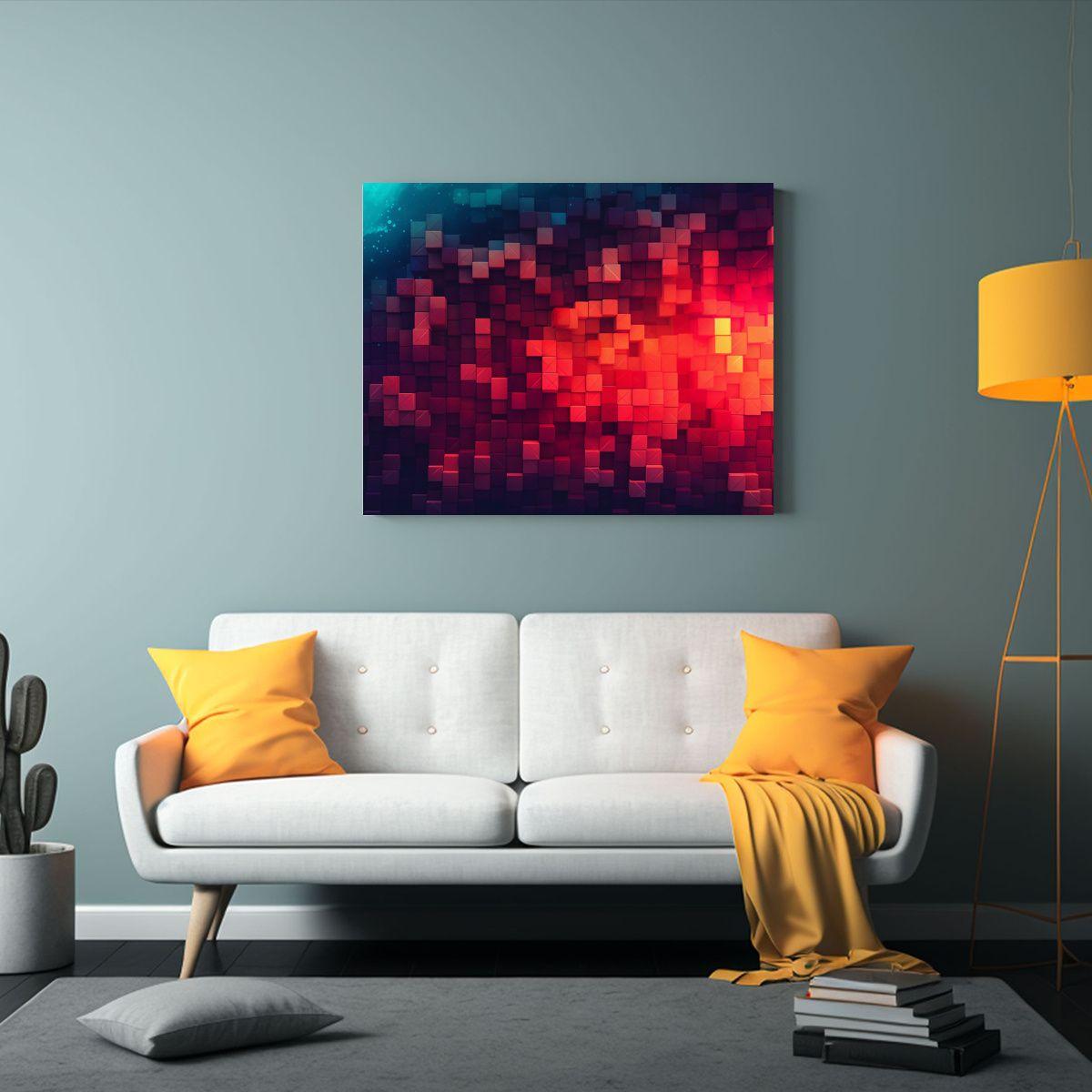 Cuadro Abstracto Combinando Rojo, Naranja Y Amarillo. 50x40cm-2