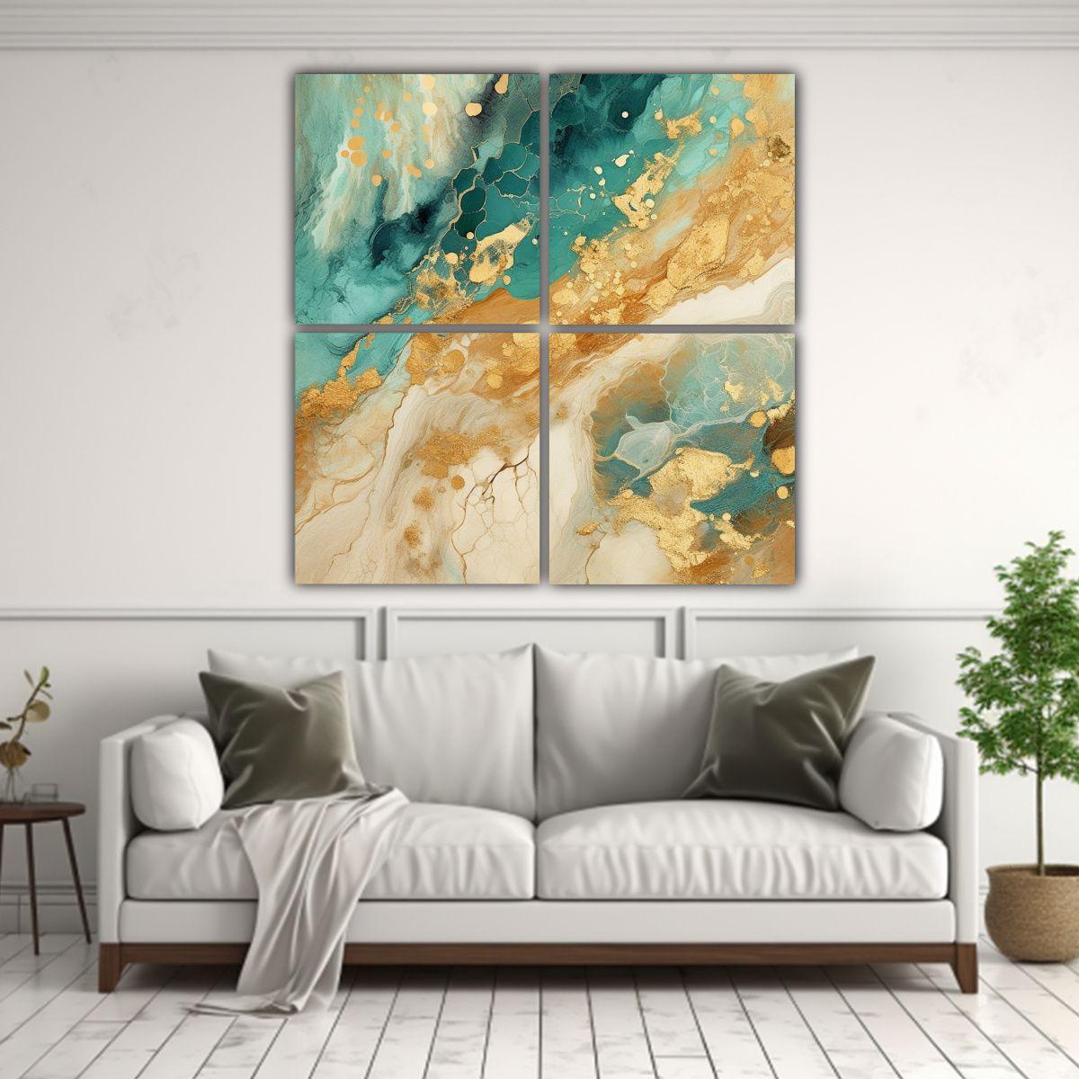 Pintura Acuarela Estilo Decorativo Líneas Arte 160x160 Cm-2