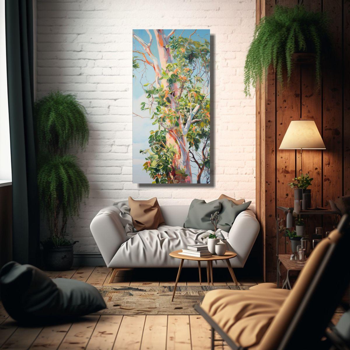 Cuadro Impreso Multicolor Eucalyptus Tree Pintura  60x120cm-2