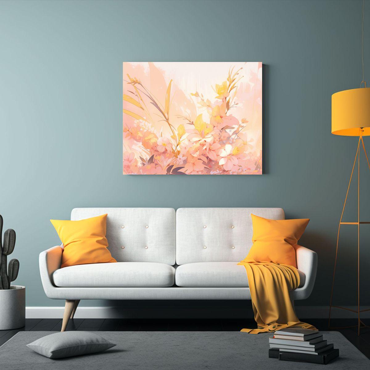 Pinturas Decorativas En Estilo Neonoir Con Colores Amarillo  75x50cm-2