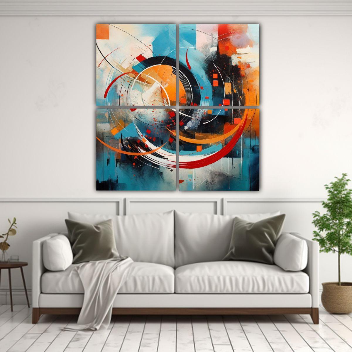 Cuadro Abstracto Moderno Decoración De Arte De 80x80 Cm-2