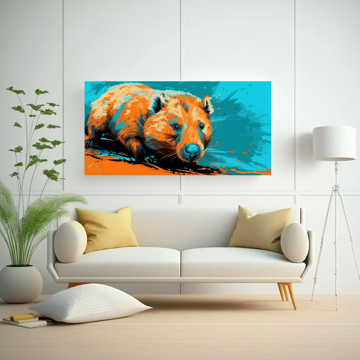 Cuadros Actuales A Wombats En Colores Neo Pop Art 140x70cm-2