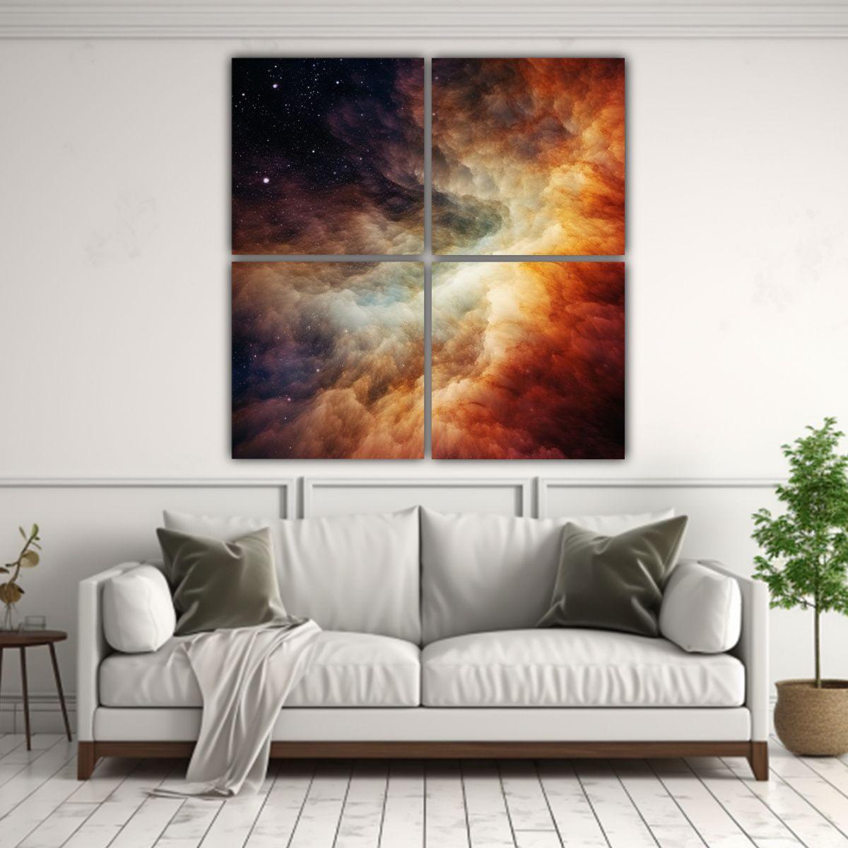 Cuatro Telas En Bastidor De Colores Esquema 140x140 Cm-2